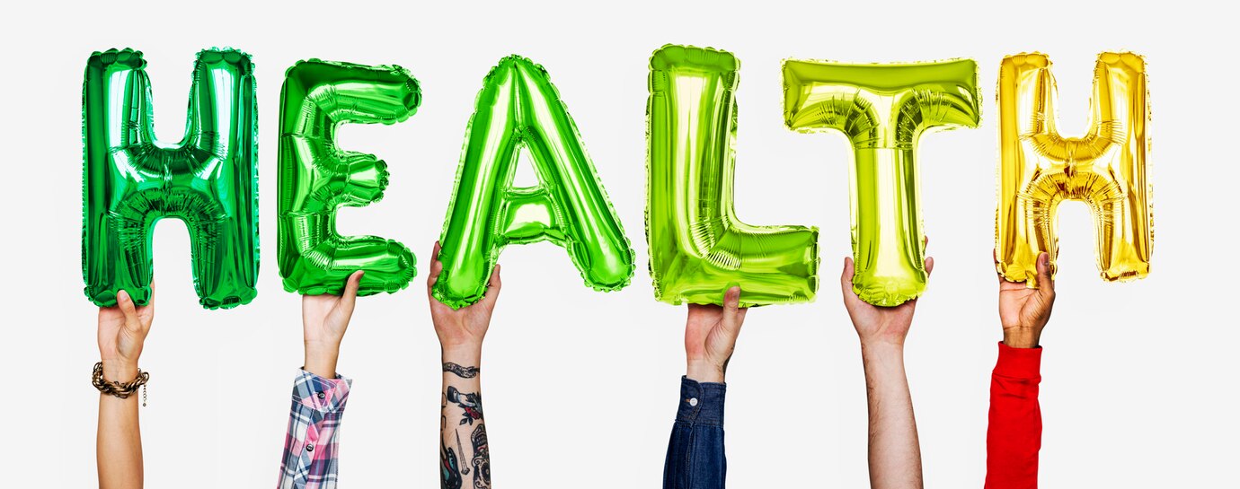 letter spelled health baloons